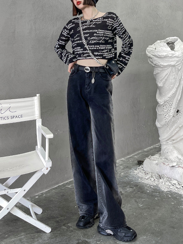 Vintage Gradient Wide Leg Column Jean Pants