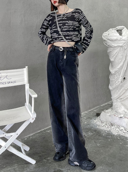 Vintage Gradient Wide Leg Column Jean Pants