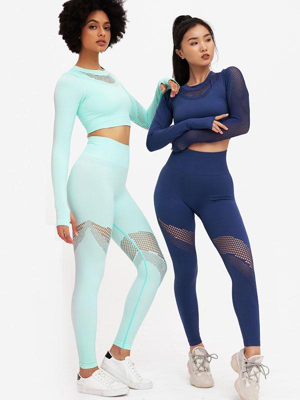 Sexy Hollow Long Sleeves Yoga Suits