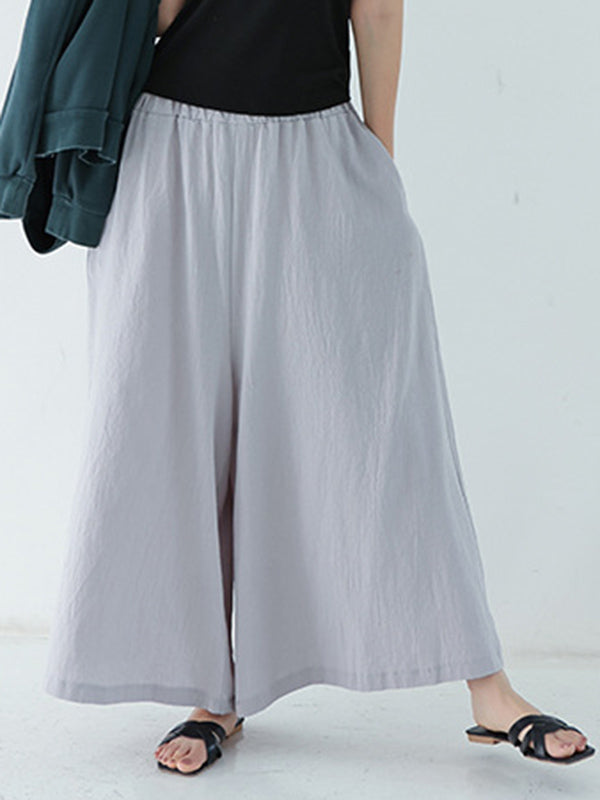 Casual 11 Colors  Solid Column Wide Leg Capri-Pants