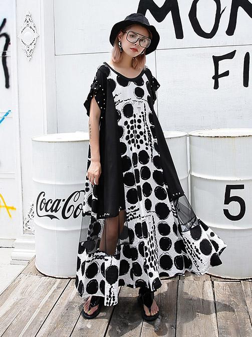 Loose Split-joint Lacy Long Dress