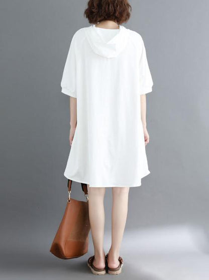 Loose Printed Hoodie Dress