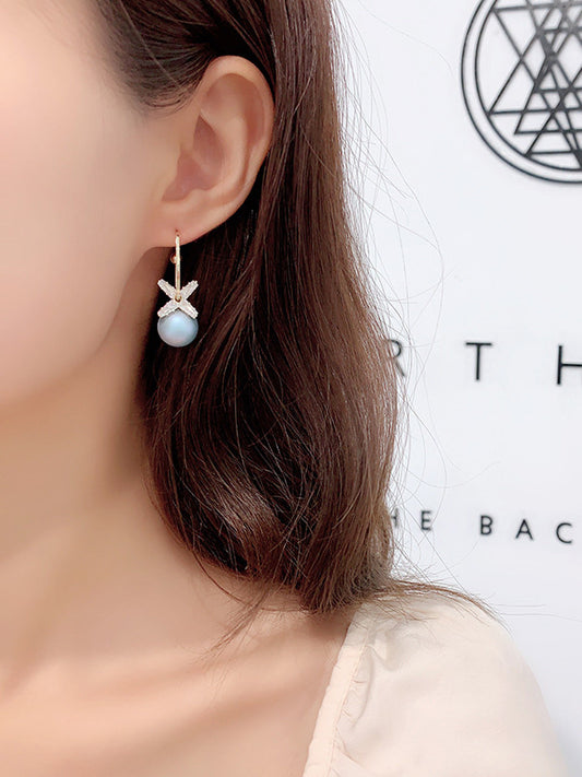 3 Colors Simple Geometry Pearl Earrings