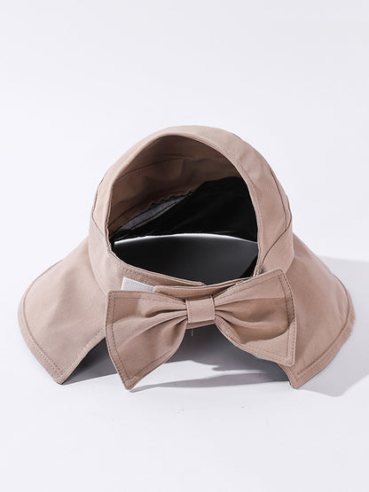 Casual Solid Color Bow-Embellished Sun Protection Hats