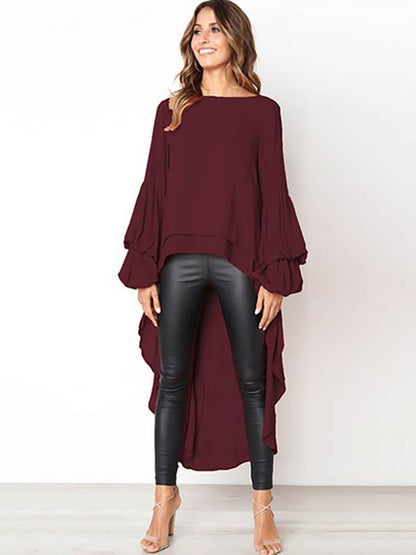 Asymmetric Flared Sleeves Swallowtail Dress