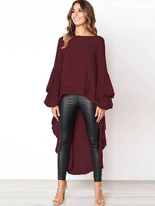 Asymmetric Flared Sleeves Swallowtail Dress