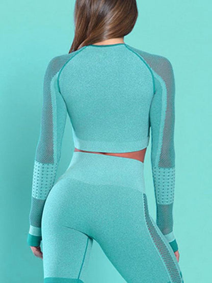 Mesh Hollow Bare Midriff Quick-dry Yoga Tee