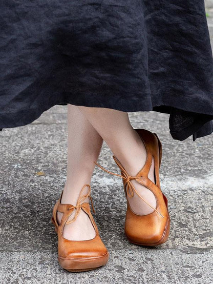 Genuine Leather Round Toe Sandals