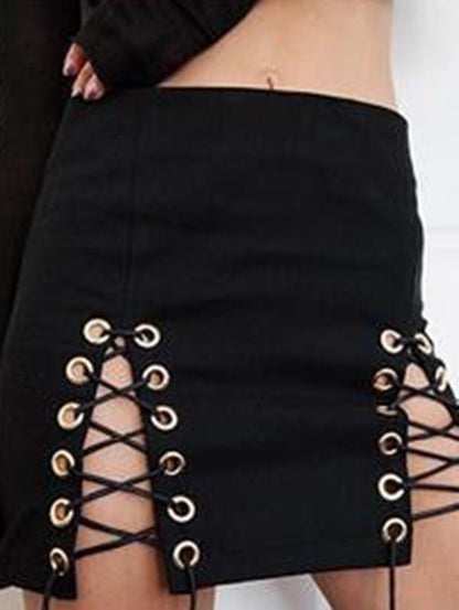 Punk Bandage Solid Skirts Bottoms