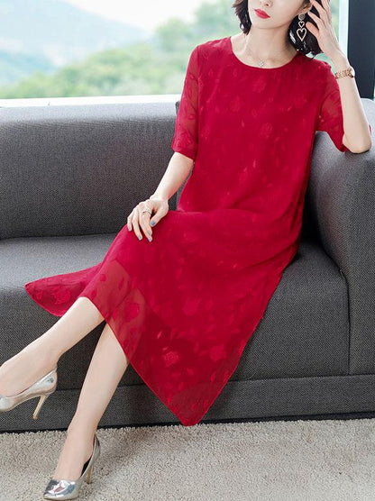 Chiffon Loose Tiered  Solid Dress