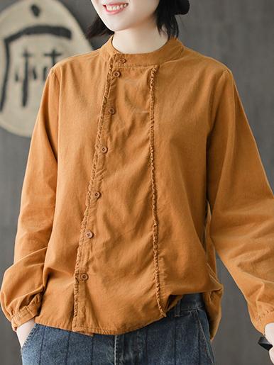 Corduroy Loose Fresh Solid Blouse Top