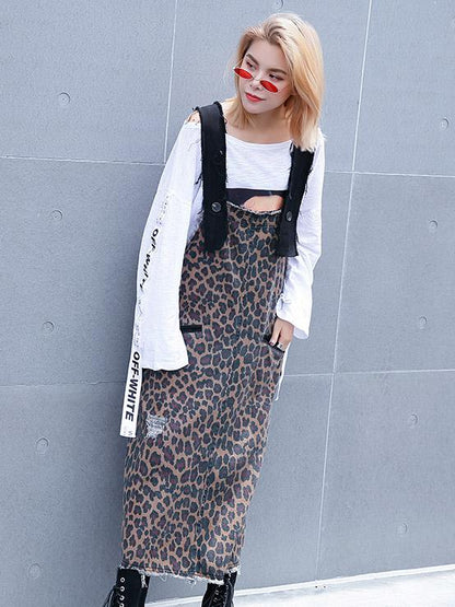 Loose Leopard Braces Dress