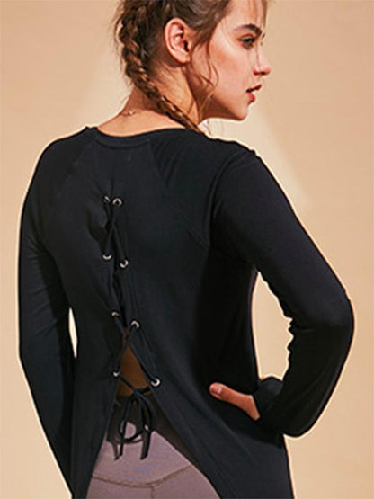 Long Sleeve Back Bandage Tees