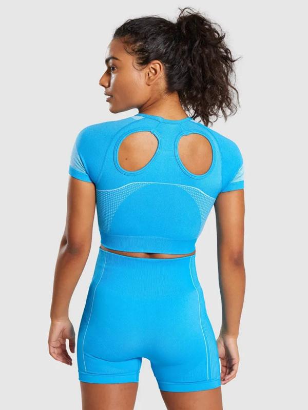 Solid Color Short Sleeves Yoga Suits