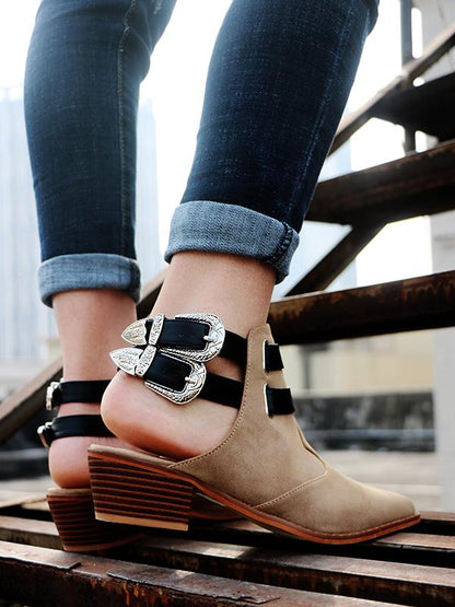 Fashion Double Buckle Pointed Shoes