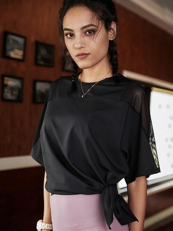 Loose Solid See-Through Yoga Tees