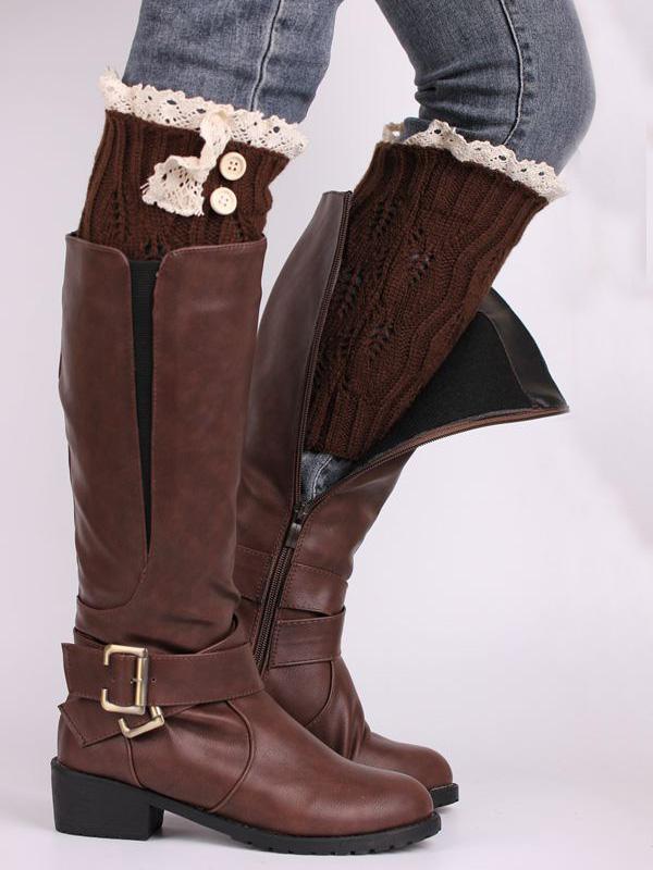 Lace Solid Color Knitting Ankle Socks