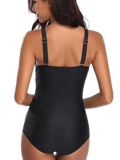 Twist Stripe Contrast One Piece Swimsuit