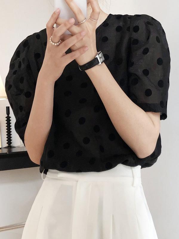 Original Polka-Dot Bishop Sleeve T-Shirts Tops