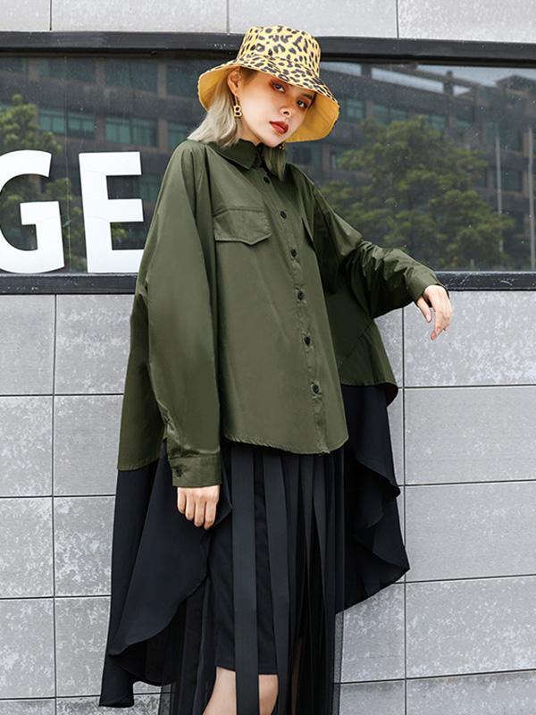 Original Irregularity Split-Joint Gauze Blouses&Shirts Tops