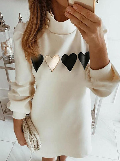 Simple Heart Shape Printed Blouses&Shirts Tops