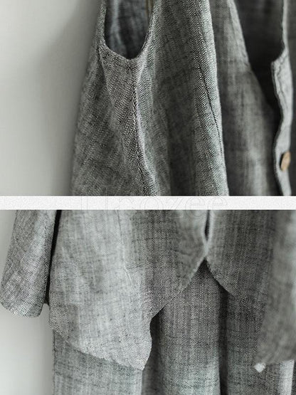Original Retro Linen Vest&Harem Pants Suits