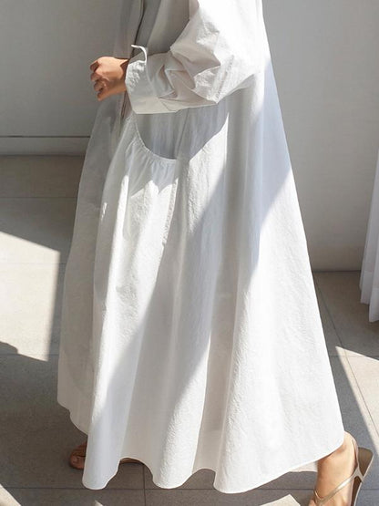 Urban White Lapel Long Shirt Dress
