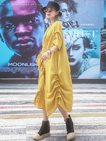 Loose Irregular Falbala Split-joint Long Dress