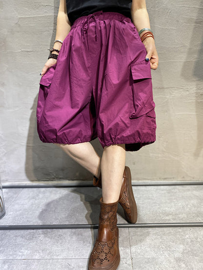 Casual Solid Color Harem Knickerbockers Shorts