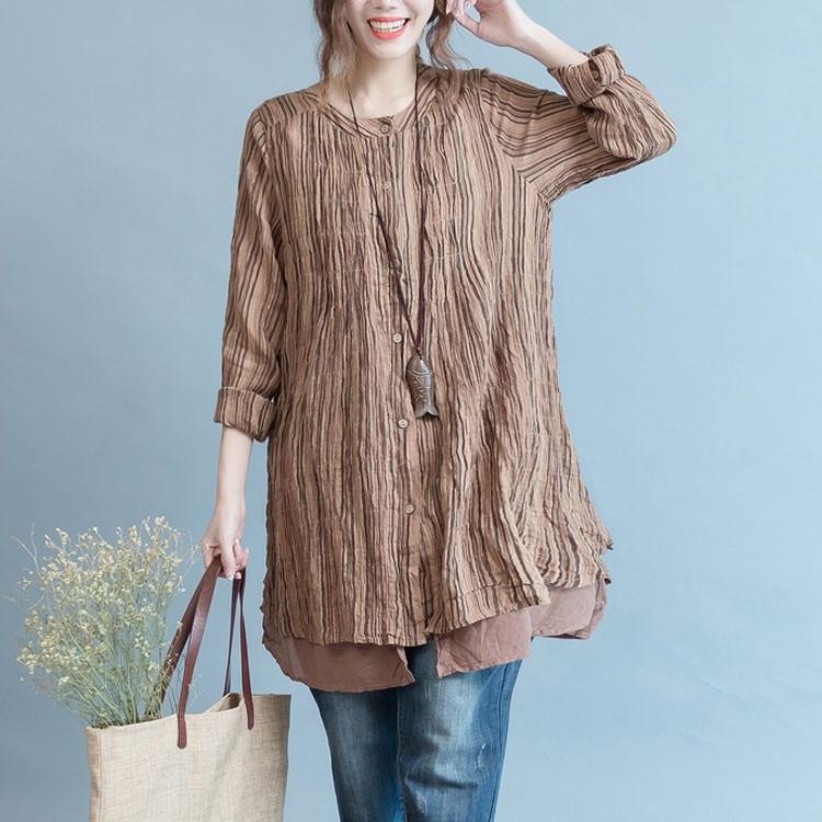 Women cotton linen loose blouse shirt