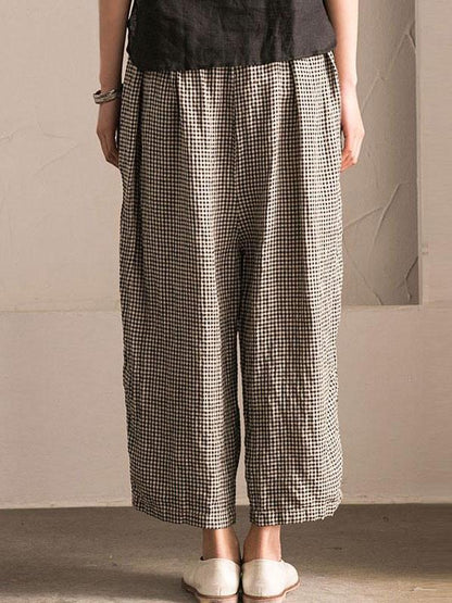 Little Grid Casual Comfortable Cotton Pants