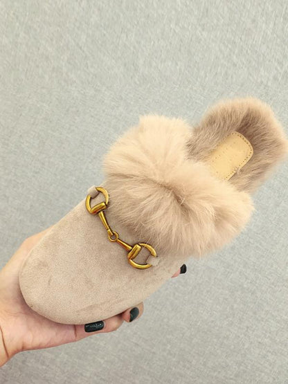 Fashion Artificial Fur Slippers Type Half Drag