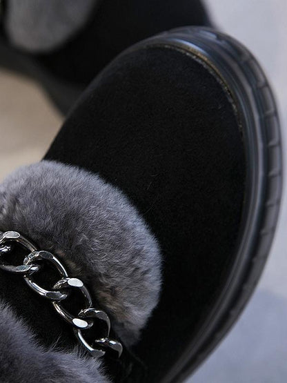 Thick-Bottomed Real Fluffy High Women'S Shoes