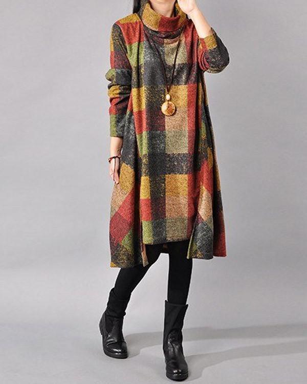 Women cotton loose autumn dress