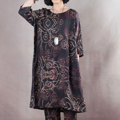 Summer Round Neck Loose Pockets Black Dress