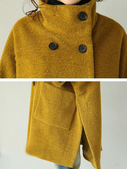 Black Double Breasted Wool Coat
