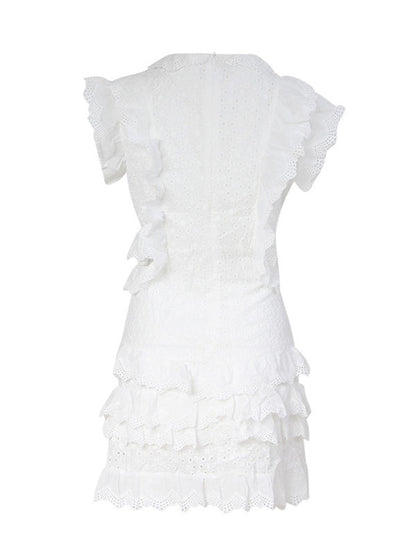 HOLLOW AGARIC LACY BANDAGE MINI DRESS