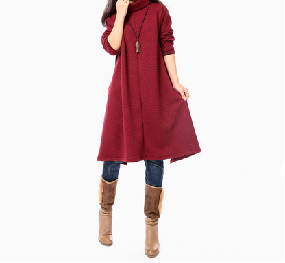 Women Long Sleeve Loose Fitting Winter Dress