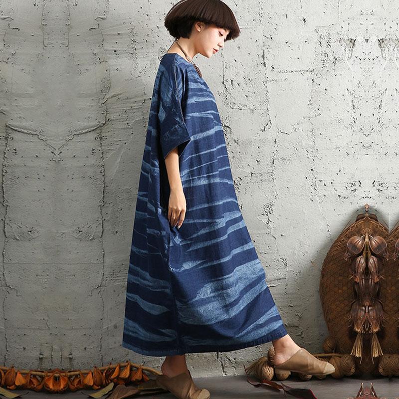 Spring Summer Loose Cotton Linen Short Sleeve Dress