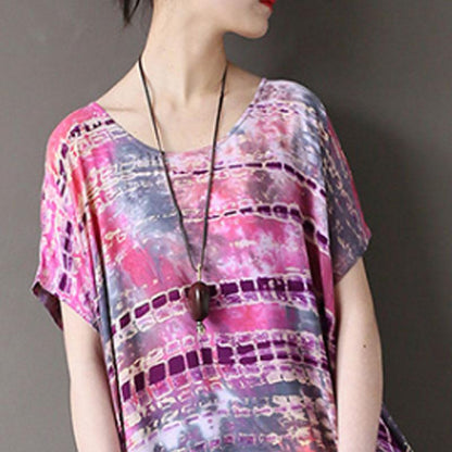 Ethnic Summer Round Neck Short Sleeve Printed Dress
