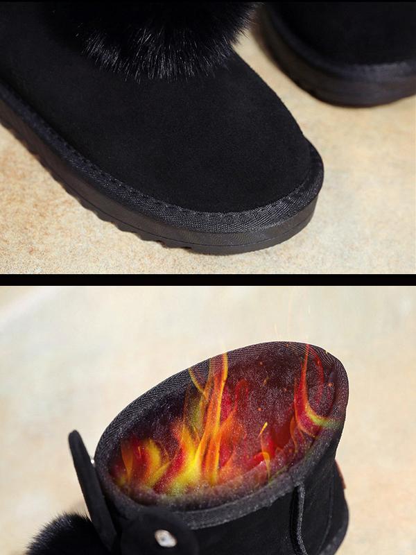 Cute Rabbit Ears Fox Fur Ball Snow Boots Uggs