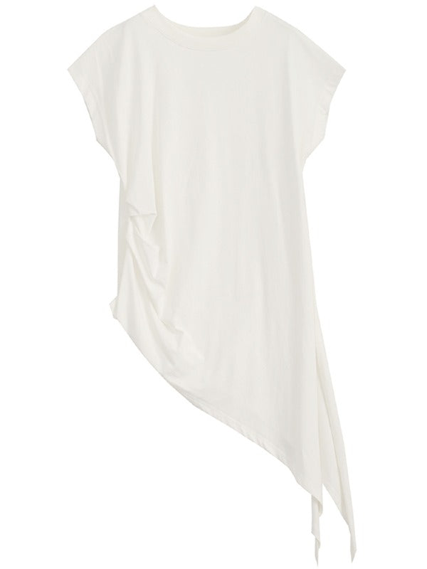 LOOSE COPPED COTTON CHIC DESIGNED LONG T-SHIRTS