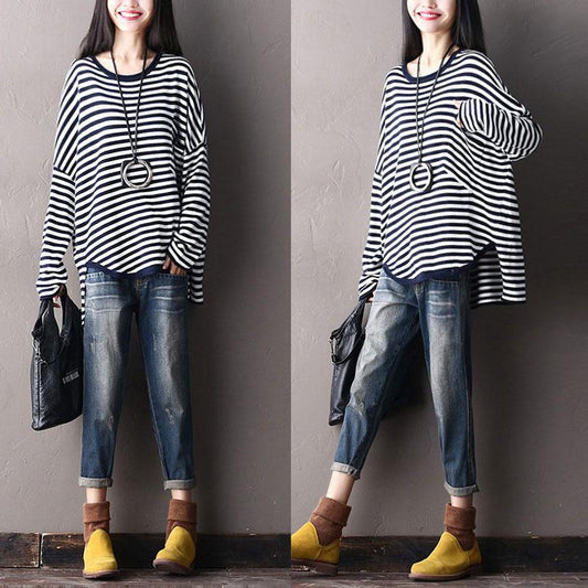 Autumn Stripe Design Long Sleeves Casual Women Shirt