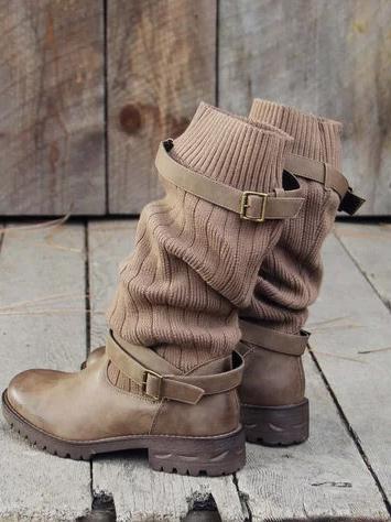 Fashion Knitting Mid Calf Boots