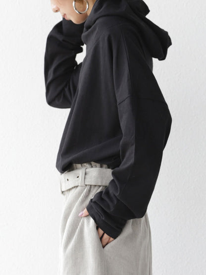 Simple Casual Solid Color Heaps Collar Long Sleeves Hoodies