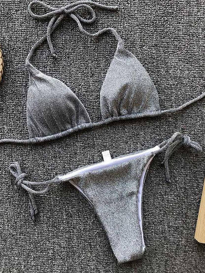 Shining Solid Fashion Bikinis Swimwear