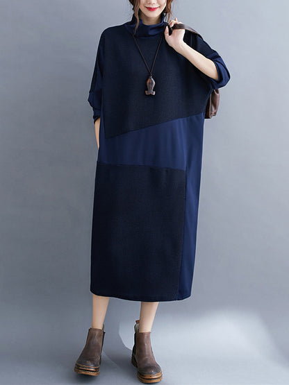 Original Split-Joint Round-Neck Dress
