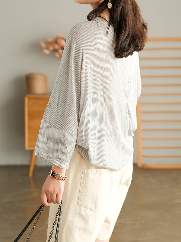 Casual Solid Round-Neck Knitting T-Shirts Tops