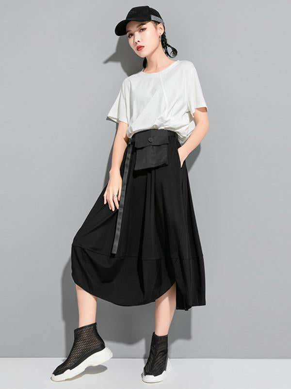 Original Solid Elasticity Waist Skirt