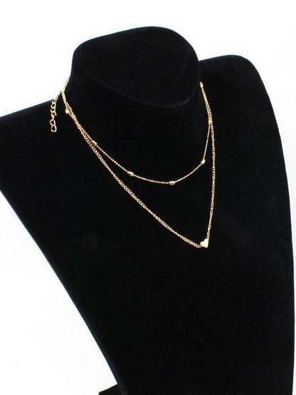 Peach Heart Multilayer Necklace Accessories